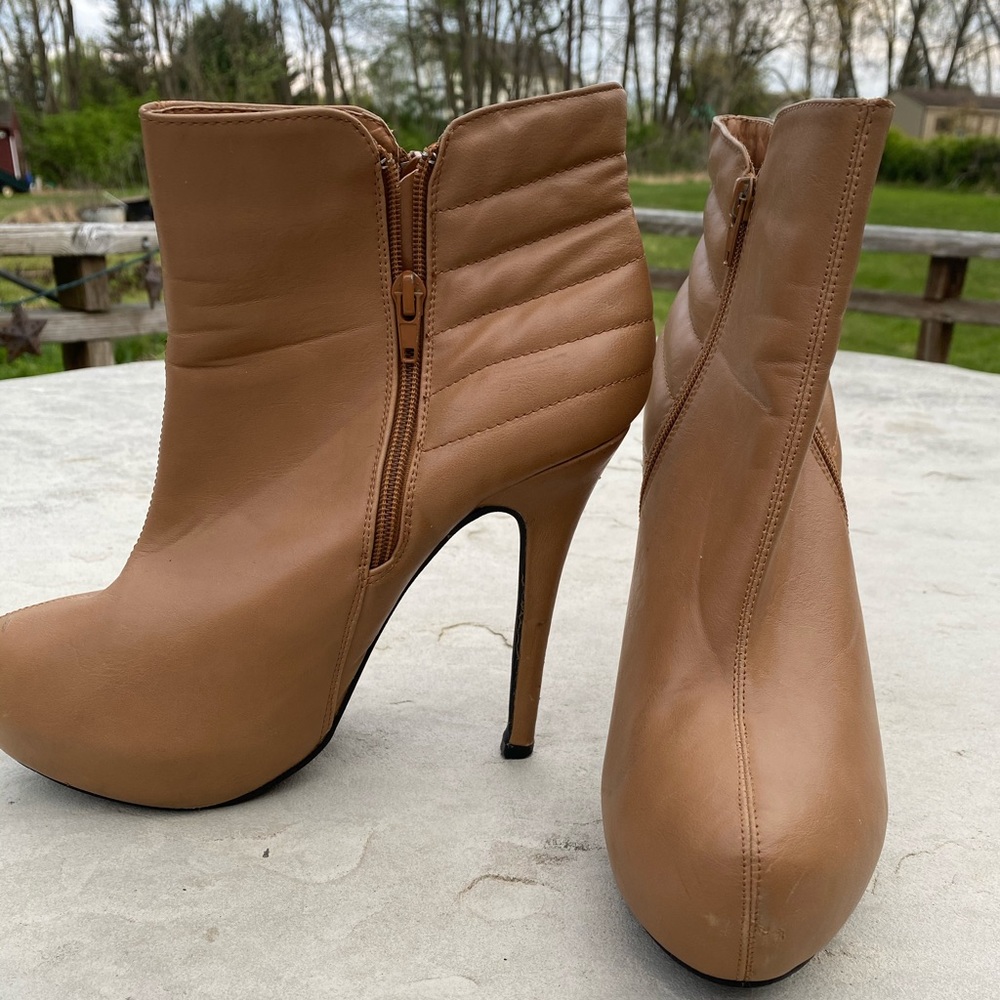 Stiletto heel light brown ankle boots